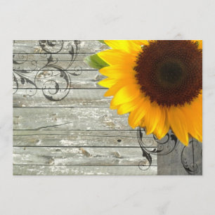 Invitación boda de girasol de madera de palisandro ducha de n