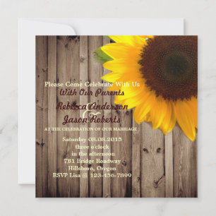 Invitación boda de girasol de madera de pino