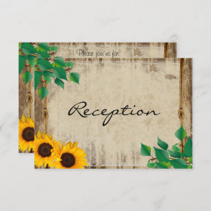 Invitación Boda de girasol de madera de pino rústico - Recepc