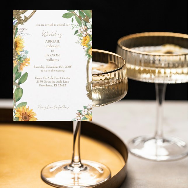 Invitación Boda de girasol de marco vintage (Subido por el creador)