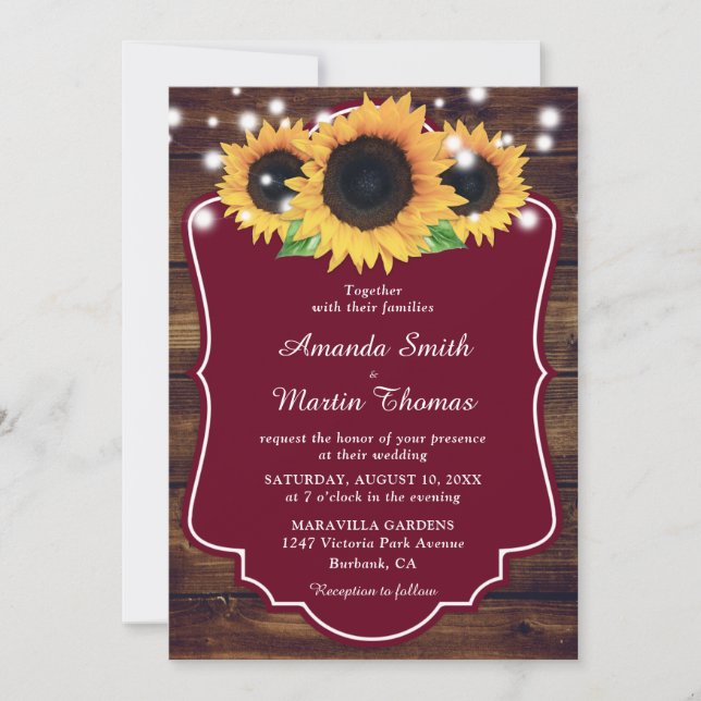 Invitación Boda de girasol de rusia madura (Anverso)