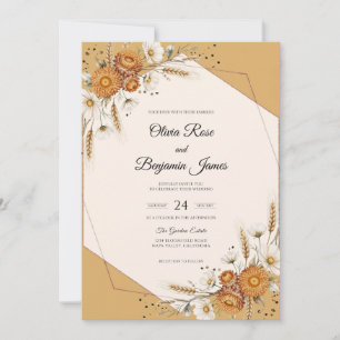 Invitación Boda de Girasol de Trigo de Mostaza Eucalipto