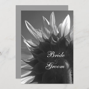 Invitación Boda de girasol en el jardín blanco negro