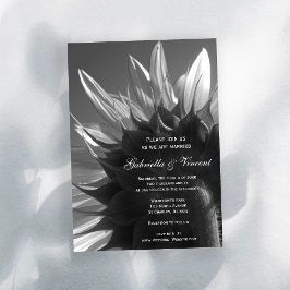 Invitación Boda de girasol en el jardín blanco y negro