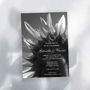 Invitación Boda de girasol en el jardín blanco y negro