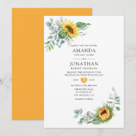 Invitación Boda de girasol eucalipto boho
