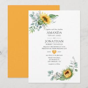 Invitación Boda de girasol eucalipto boho
