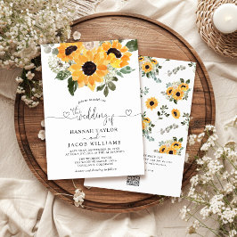 Invitación Boda de girasol eucalipto código QR RSVP 