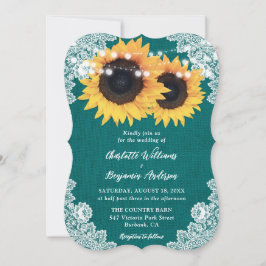 Invitación Boda de girasol floral de encaje del campo verde a