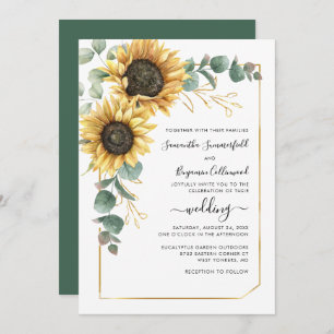Invitación Boda de girasol geométrico floral