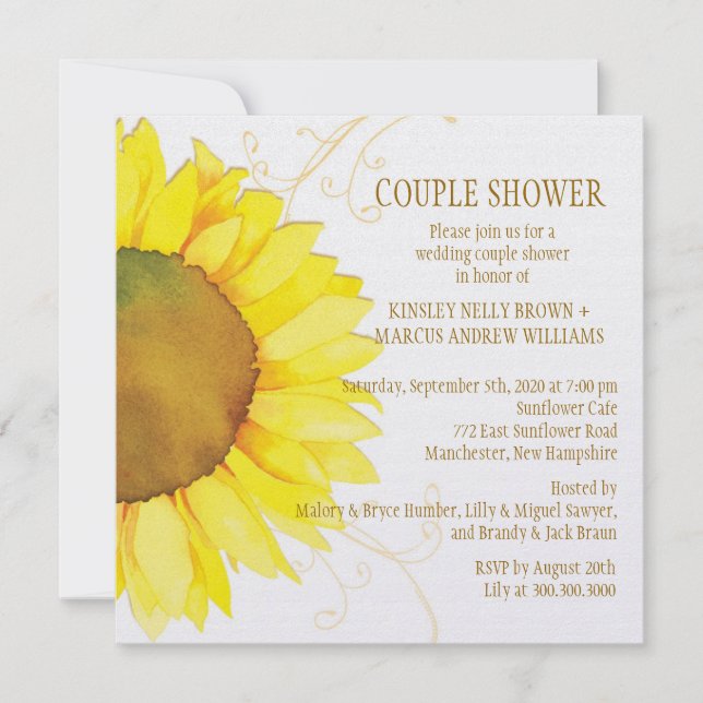 Invitación Boda de girasol otoño Ducha de parejas (Anverso)