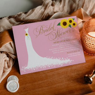 Invitación Boda de girasol rosa ducha de novia con traje