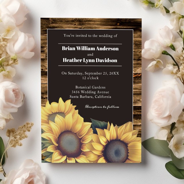 Invitación Boda de girasol ruso (Rustic Sunflower Wedding Invitation)