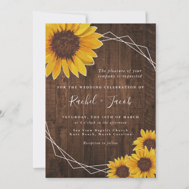 Invitación Boda de girasol ruso (Anverso)