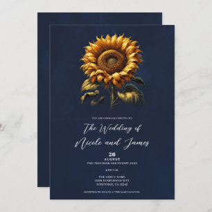 Invitación Boda de girasol ruso azul