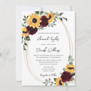 Invitación Boda de girasol ruso y Rosas