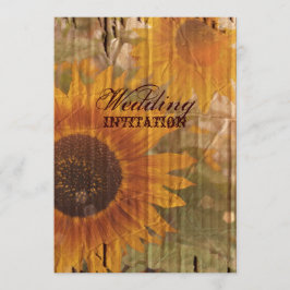 Invitación boda de girasol rústico de cartón