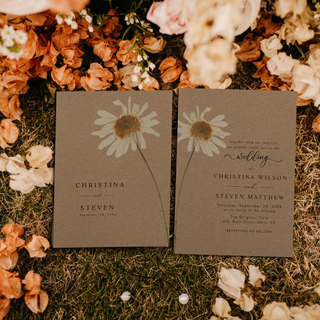Invitación Boda de girasol seco Kraft Rústico del presupuesto (Subido por el creador)