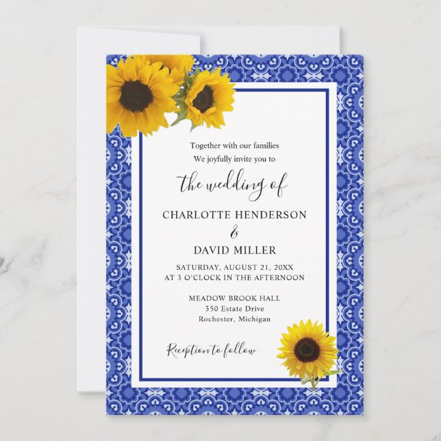 Invitación Boda de girasol vintage (Anverso)