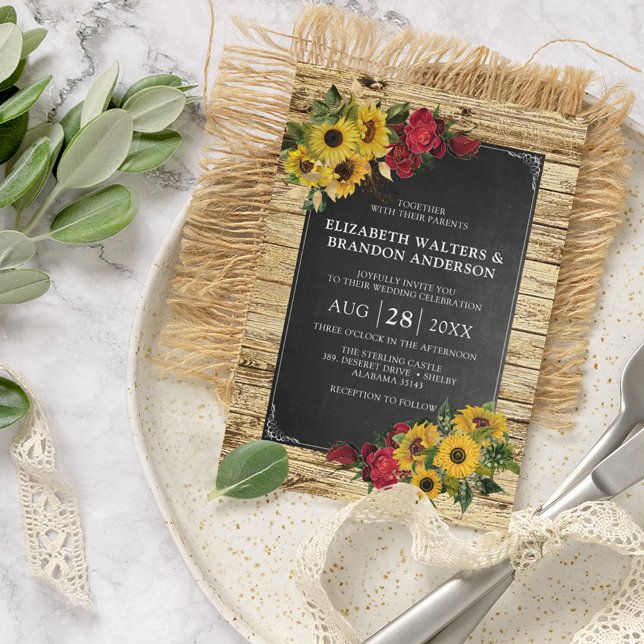 Invitación Boda de girasol y Rosas de grano ruso (Subido por el creador)
