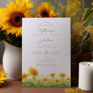 Invitación Boda de girasoles acuarela