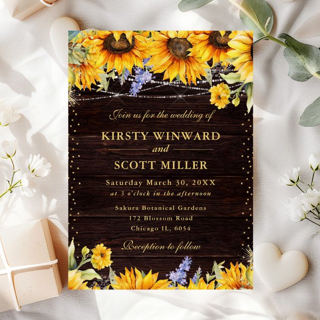 Invitación Boda de Girasoles Acuarela Rústica (Subido por el creador)