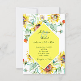 Invitación Boda de girasoles acuarela soleada