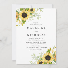 Invitación Boda de girasoles acuáticos y vegetación