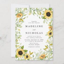 Invitación Boda de girasoles acuáticos y vegetación