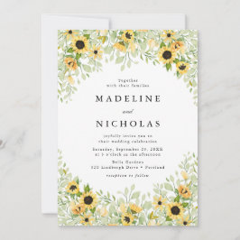 Invitación Boda de girasoles acuáticos y vegetación