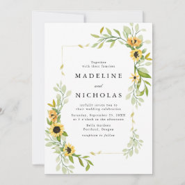 Invitación Boda de girasoles acuáticos y vegetación