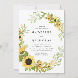 Invitación Boda de girasoles acuáticos y vegetación