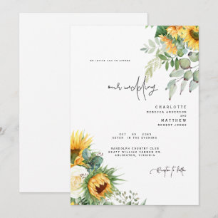Invitación Boda de girasoles al sol toscano moderno sin padre