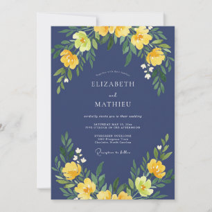 Invitación Boda de girasoles amarillos pizarra Eucalipto polv