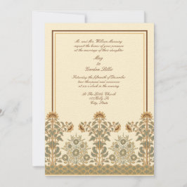 Invitación Boda de girasoles Art Nouveau de la era victoriana