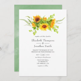 Invitación Boda de girasoles bohemias de color agua