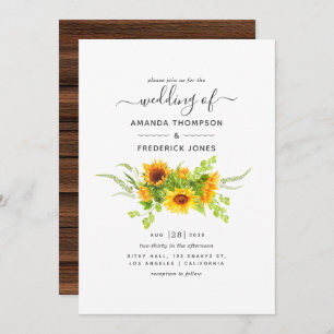 Invitación Boda de girasoles bohemios rusos