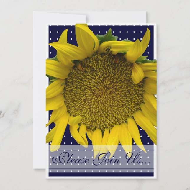 Invitación Boda de girasoles con puntos (Anverso)