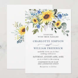 Invitación Boda de girasoles de acuarela elegante eucalipto