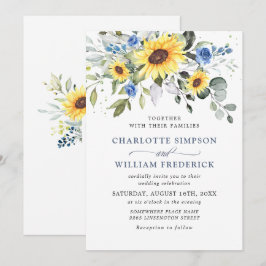 Invitación Boda de girasoles de acuarela elegante eucalipto