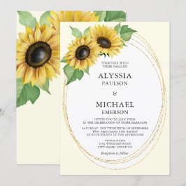Invitación Boda de girasoles elegante y simple