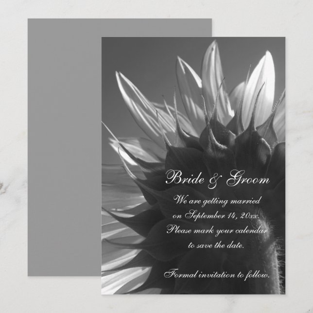 Invitación Boda de girasoles en el jardín salva la fecha (Anverso / Reverso)