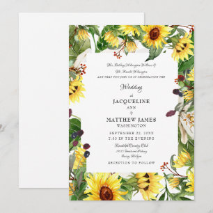 Invitación Boda de girasoles florales de otoño