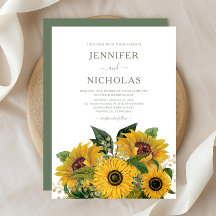Boda de girasoles florales verdes elegantes
