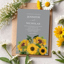 Boda de girasoles grises elegantes 