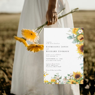 Invitación Boda de girasoles modernos sin padres