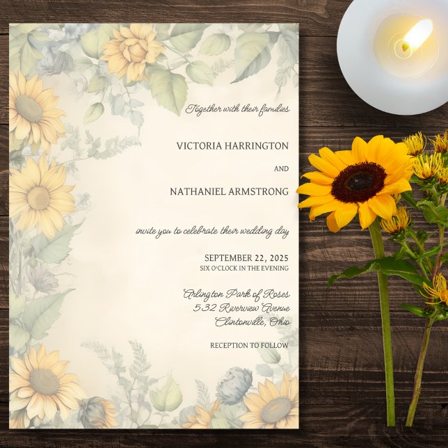 Invitación Boda de Girasoles y Enredaderas Rústicas  (Subido por el creador)