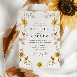 Invitación Boda de girasoles y flores silvestres de otoño rús