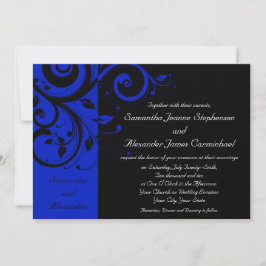 Invitación Boda de giro invertido negro/azul real