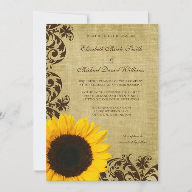 Invitación Boda De Giro Rústico (Anverso)
